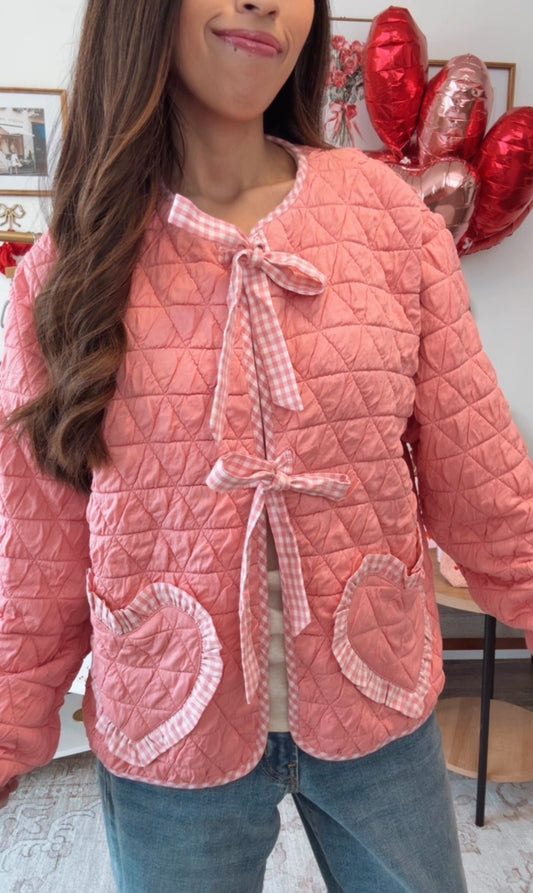 Love Story Quilted Cardigan - Pink
