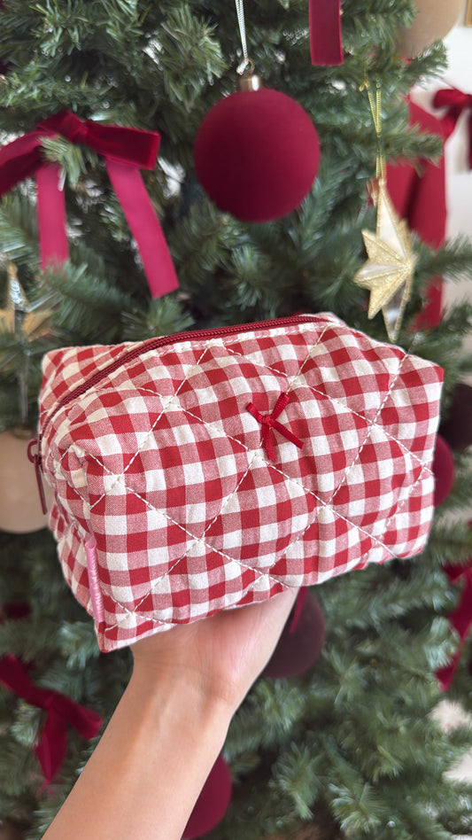Red Gingham Cosmetic Bag