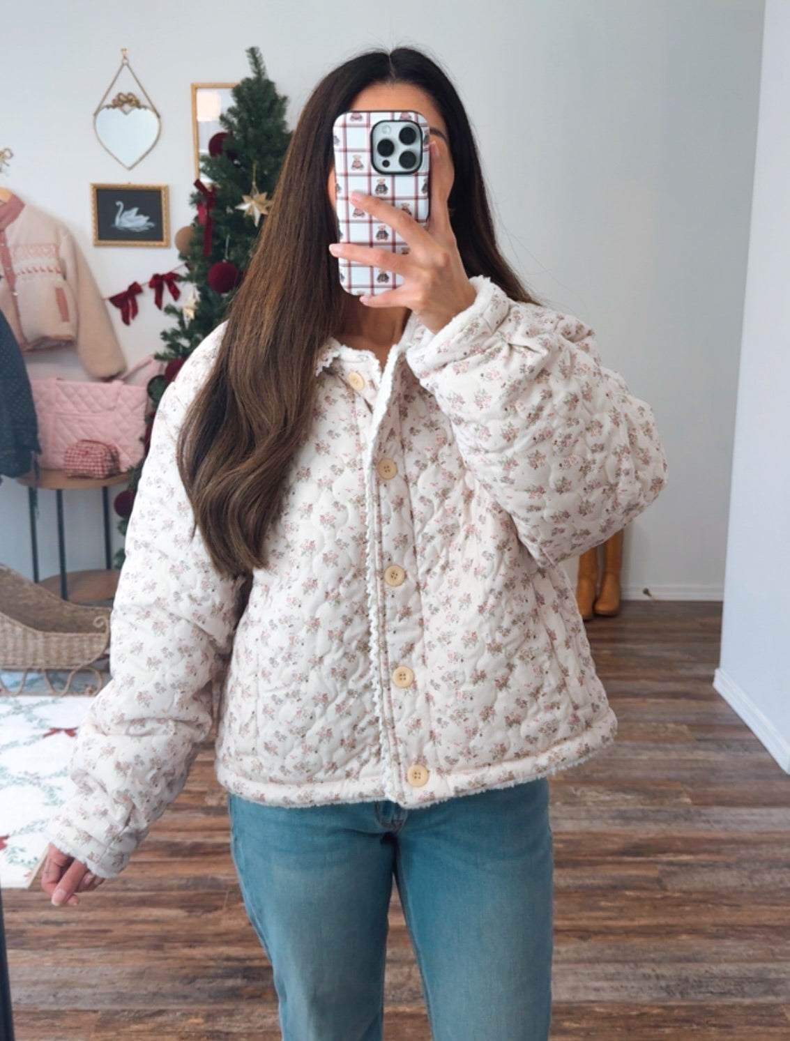 Winter Bloom Quilted Sherpa Jacket