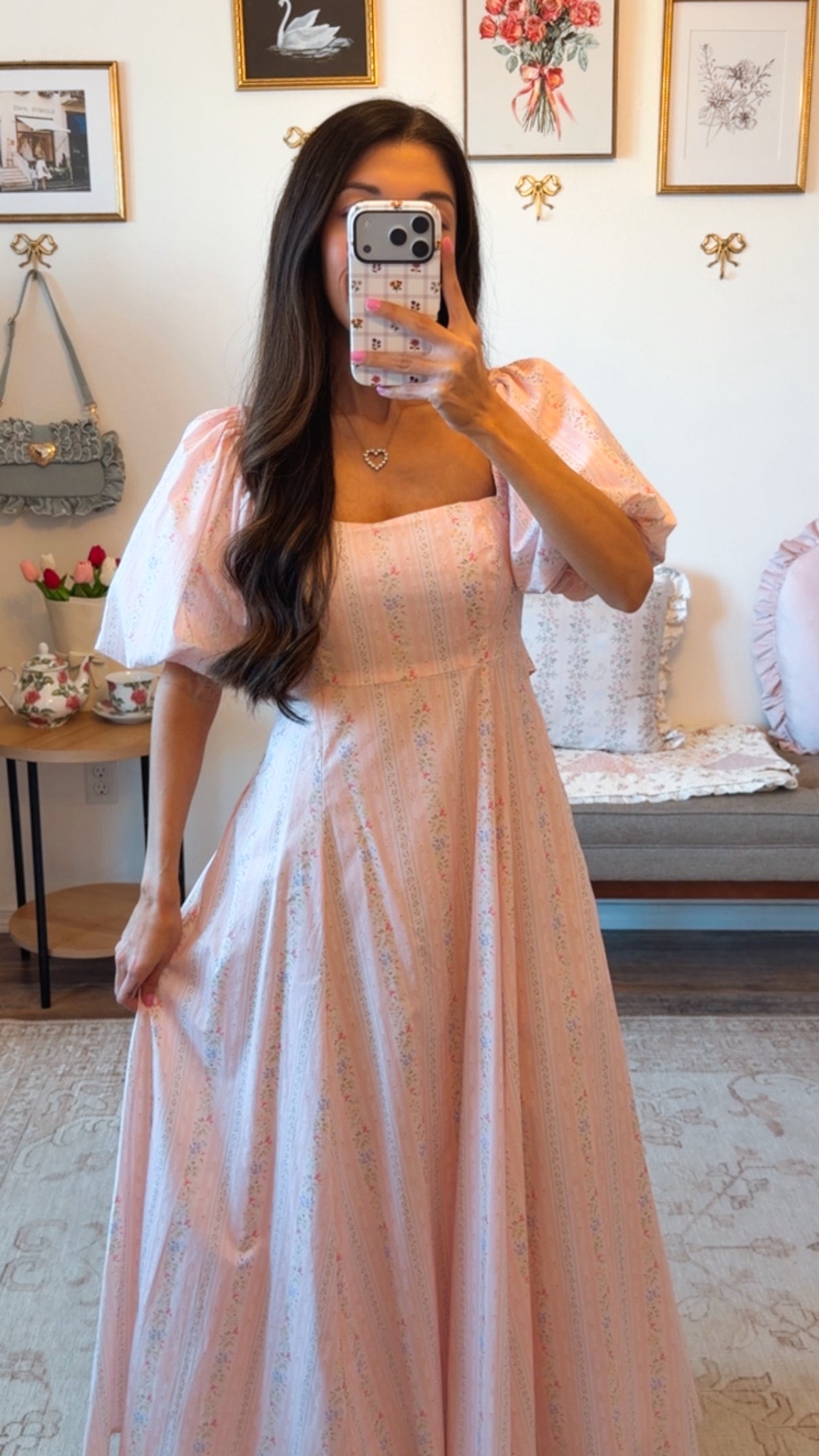 Aurora Pink Floral Midi Dress