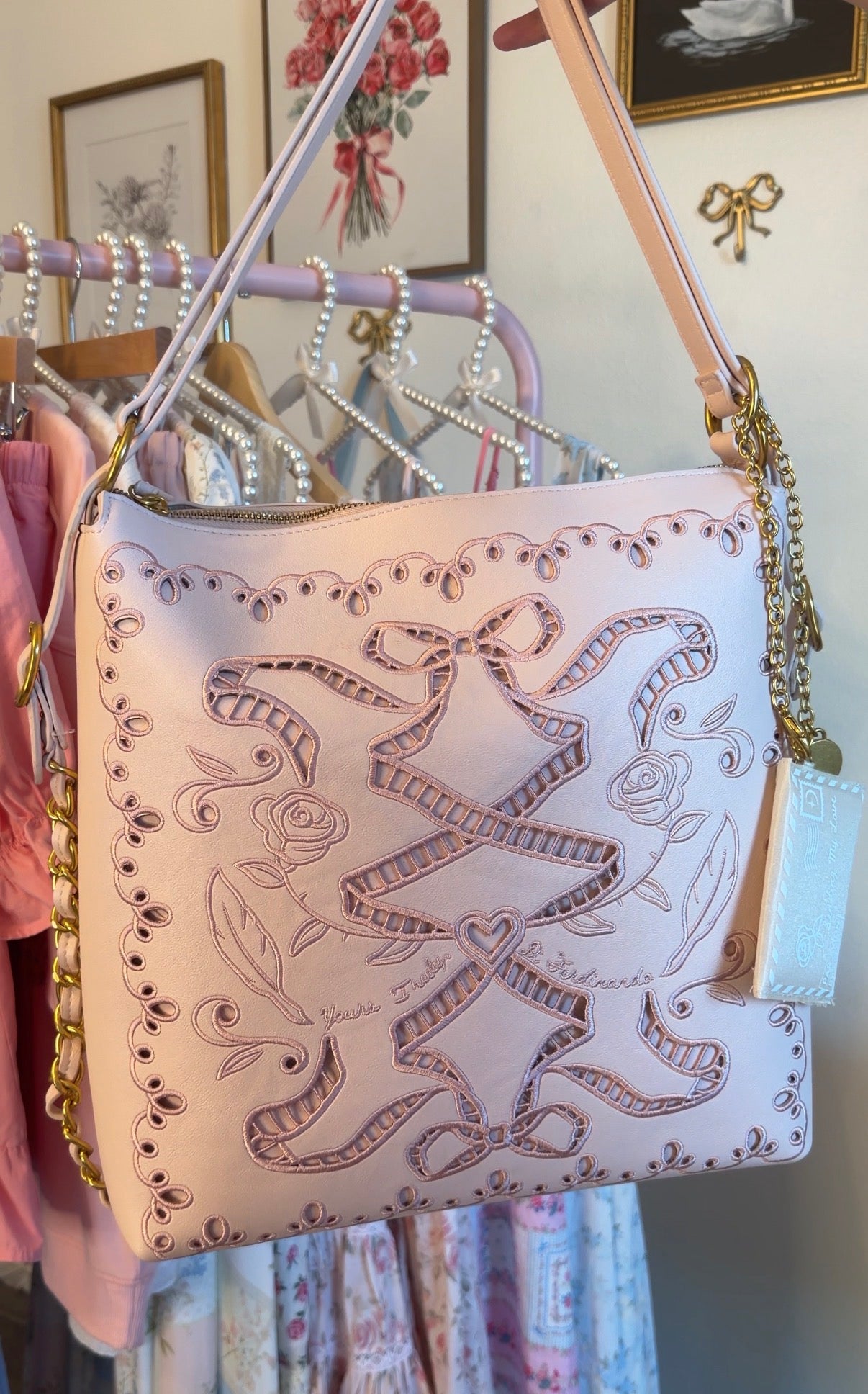 Cottage Rose Shoulder Bag - PINK