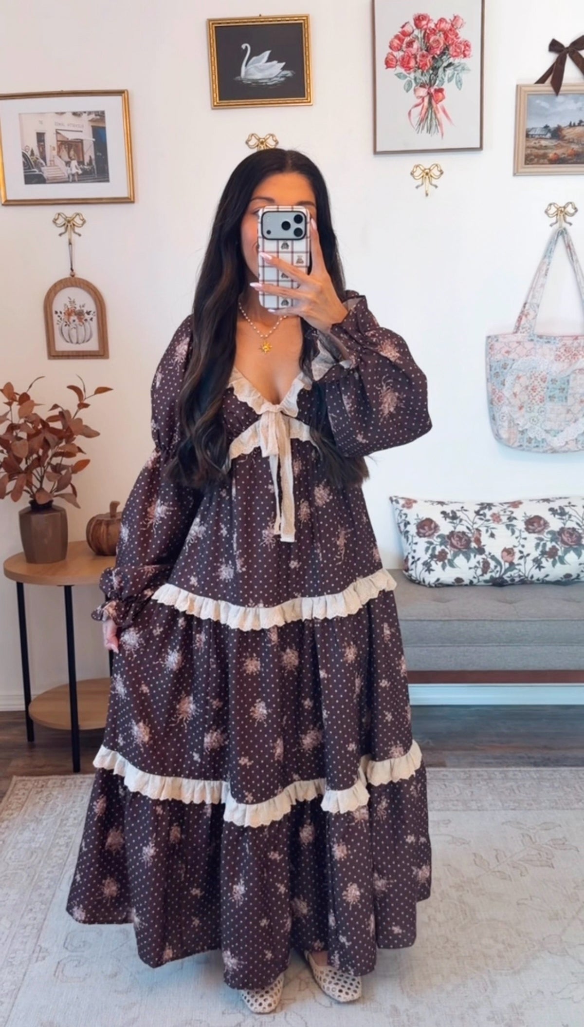 Autumn Belle Dot Maxi Dress