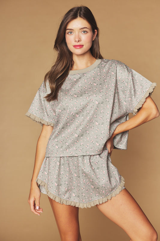 Ditsy Floral Skort Set - olive green