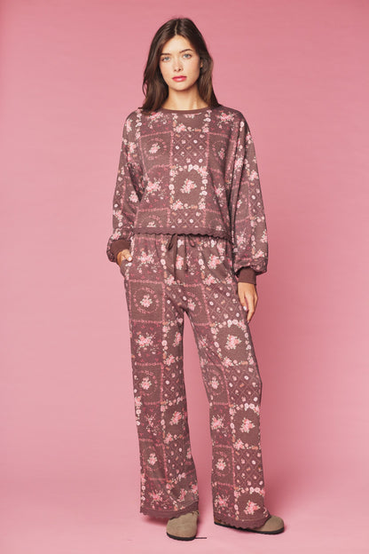 Autumn Rose Pant Set - Brown