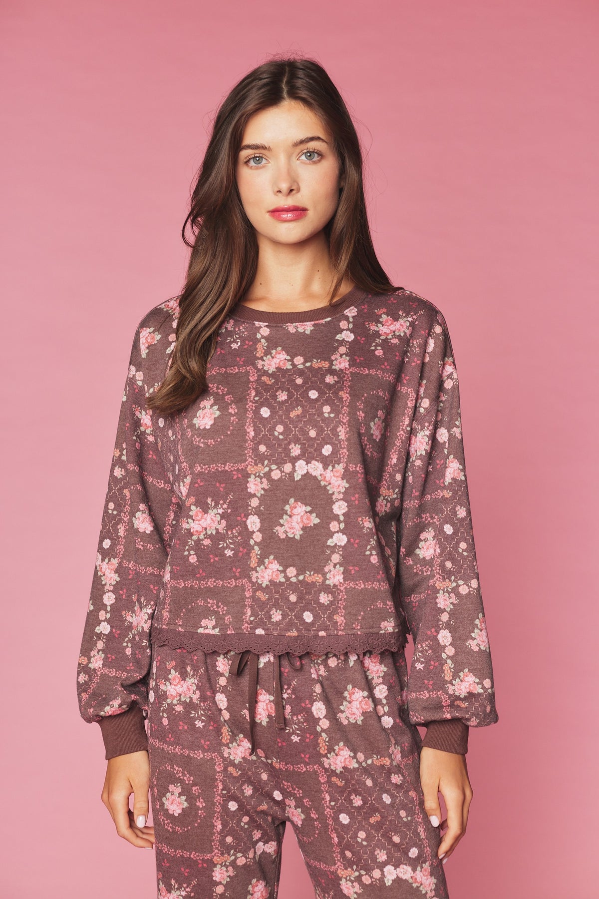 Autumn Rose Pant Set - Brown
