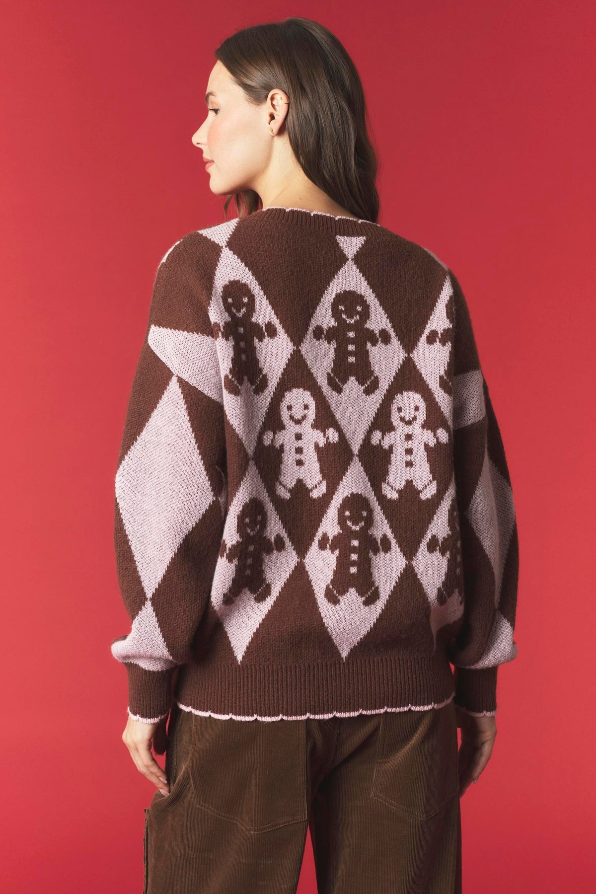 Merry Little Gingerbread Cardigan - Brown/Blush