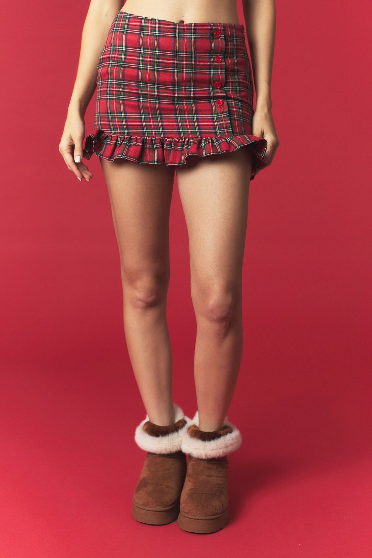 Candy Cane Lane Plaid Skirt
