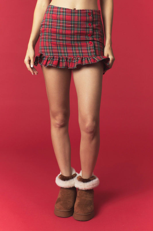 Candy Cane Lane Plaid Skirt
