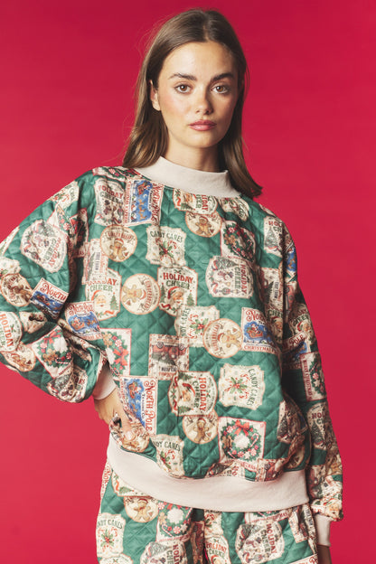 Vintage Christmas Quilted Set - Green