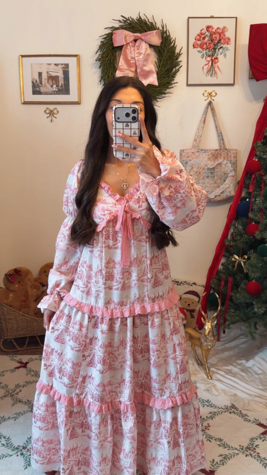 Pink Enchanted Christmas Maxi Dress