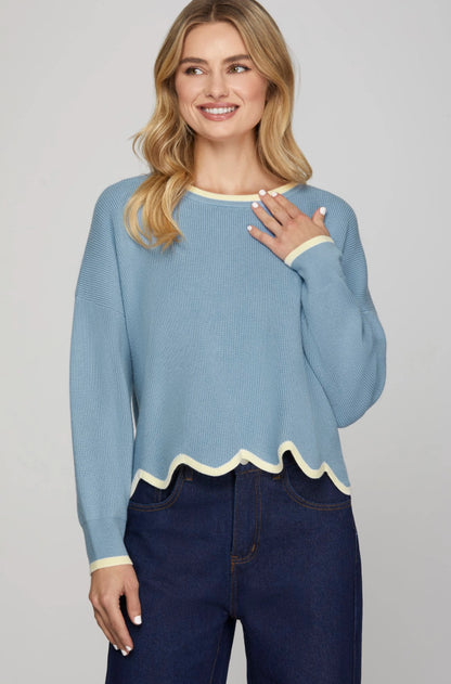 Blue Ribbed sweater