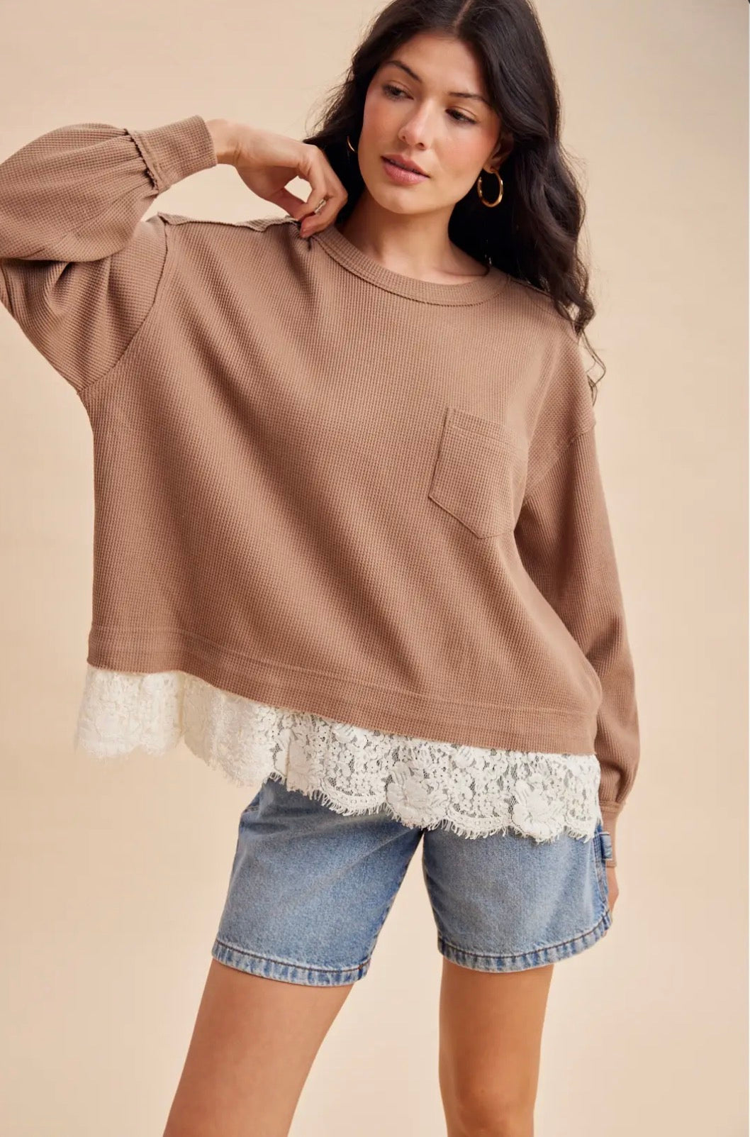 Cottage Lace Top - Mocha