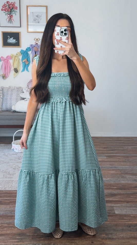 Sophie Smocked Gingham Midi Dress