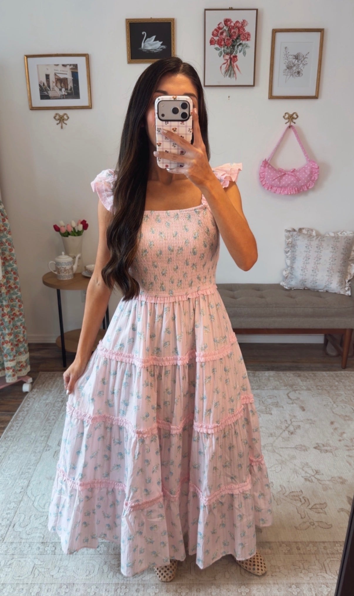 Cotton Candy Blooms Maxi Dress - Pink/Blue
