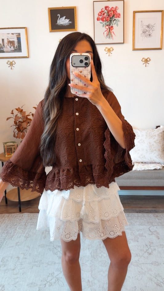 Mocha Meadow Lace Blouse