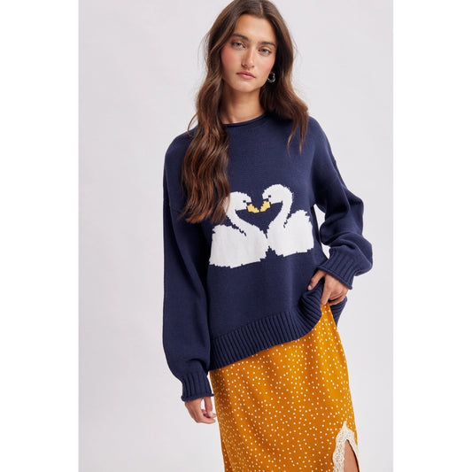 Swan Lake Navy Sweater