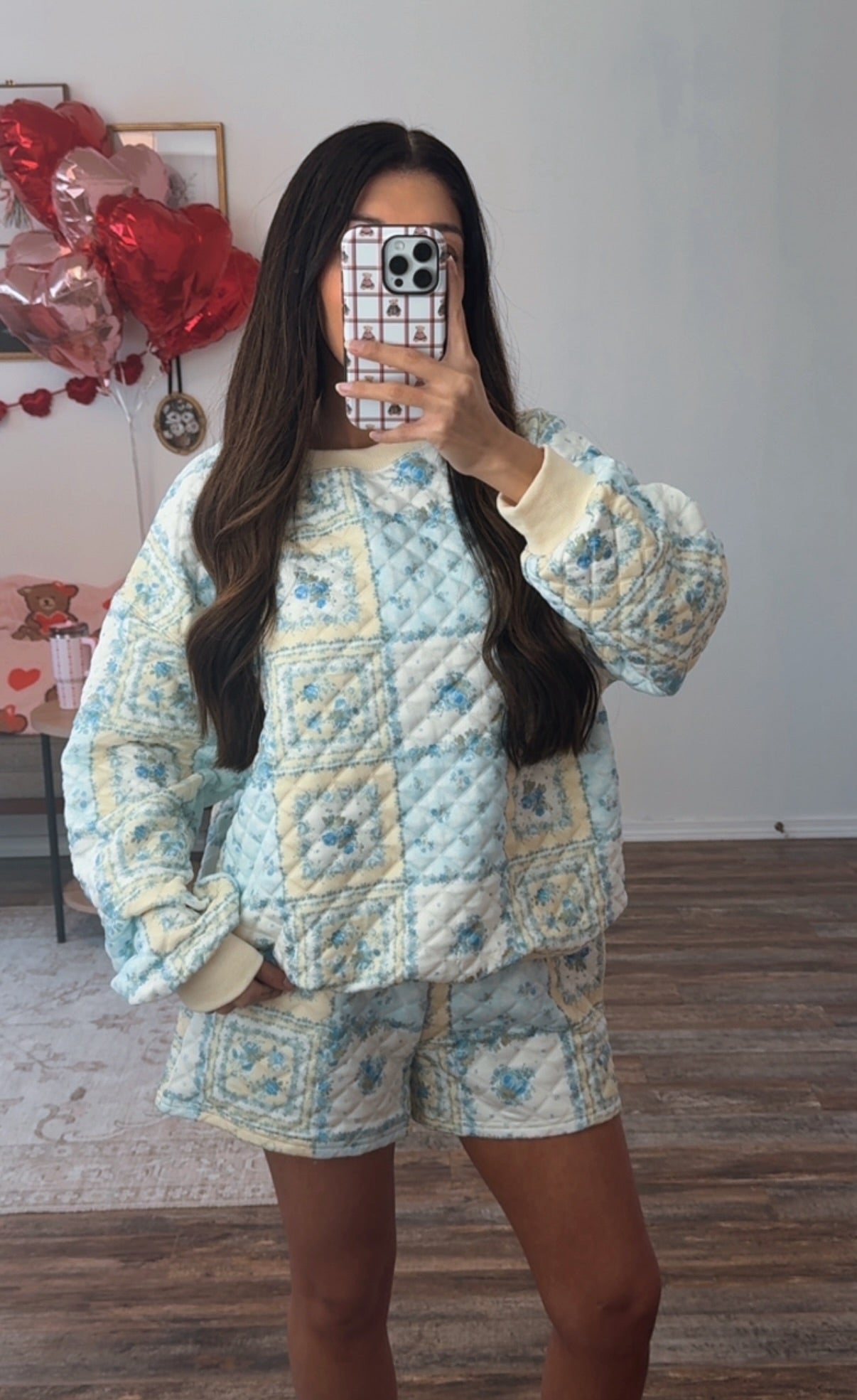 Love in Bloom Quilted Set - Blue/Yellow