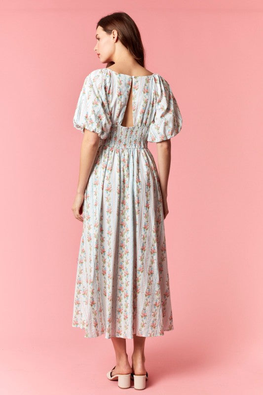 Floral Stripe Midi Dress