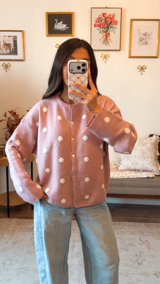 Blush Dottie Cardigan - Dust Mauve