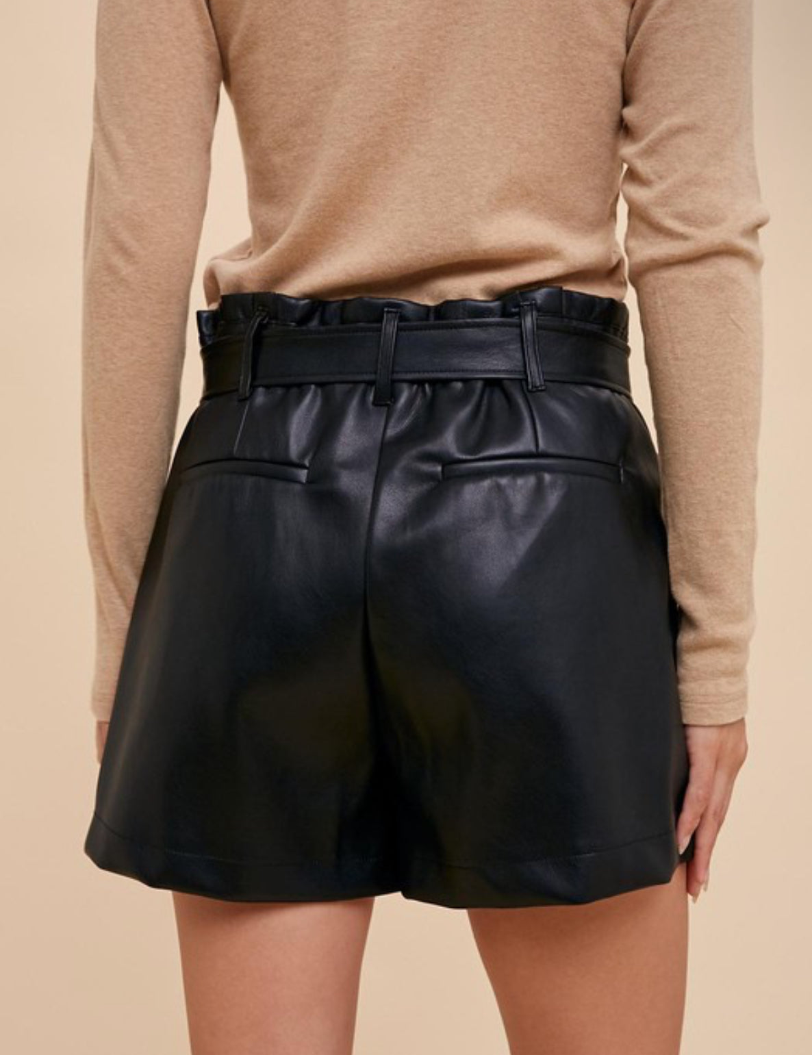 Black leather shorts