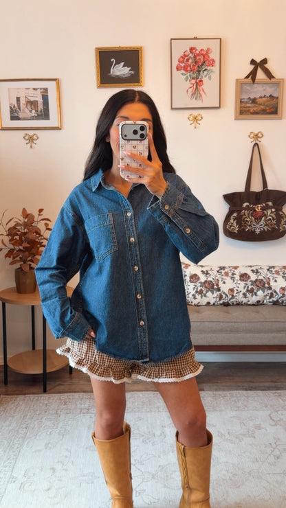 Fall on the Farm Denim Button Down Top
