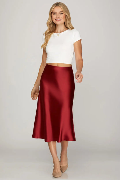 Crimson Rose Midi Skirt