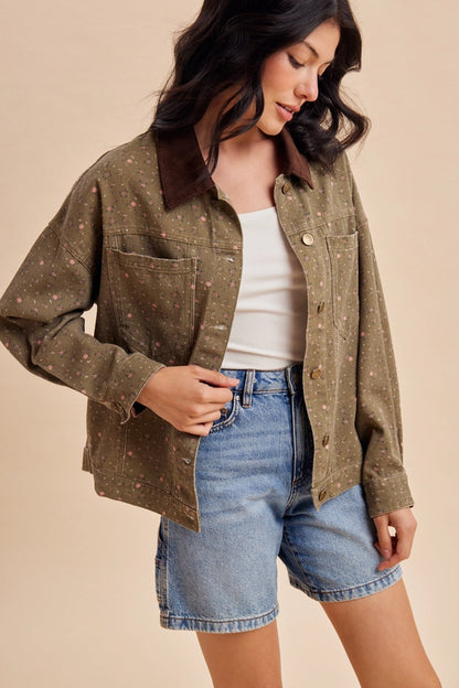Floral Evergreen Barn Jacket
