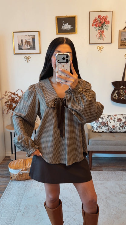 Sunday Harvest Gingham Top - Brown