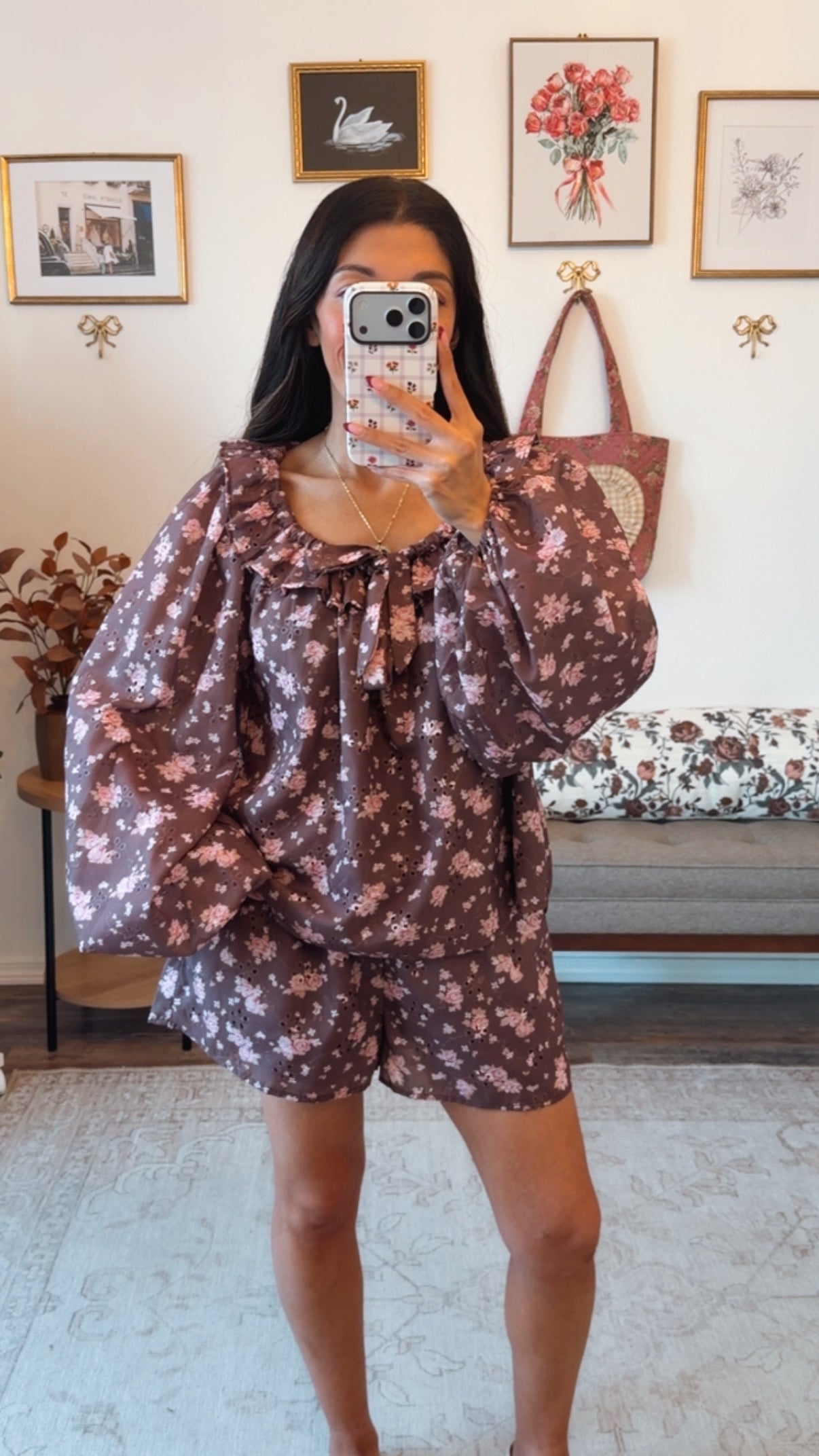 Autumn Rosette Short Set - Brown