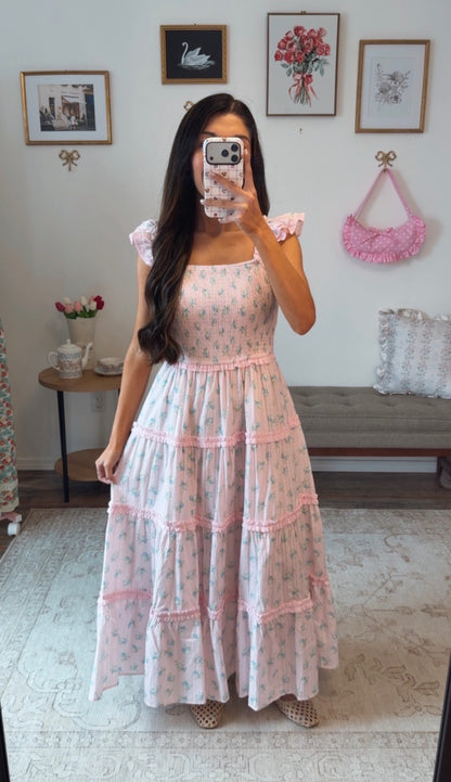 Cotton Candy Blooms Maxi Dress - Pink/Blue