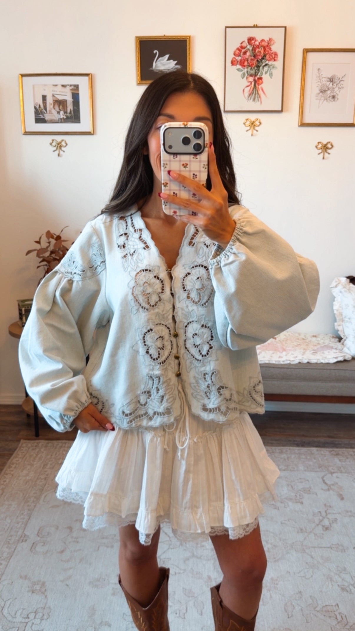 Elsa Eyelet Denim Top