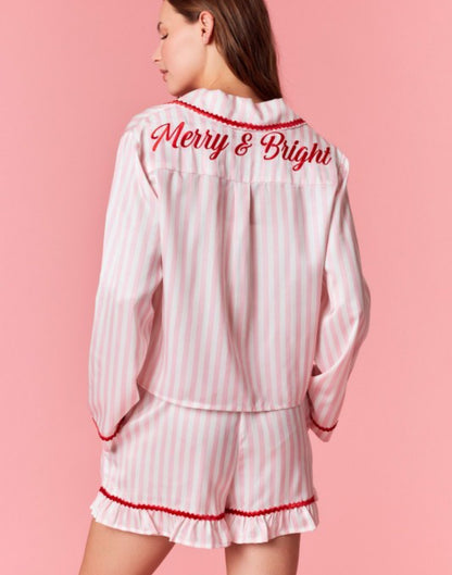 Merry & Bright Stripe Satin Set