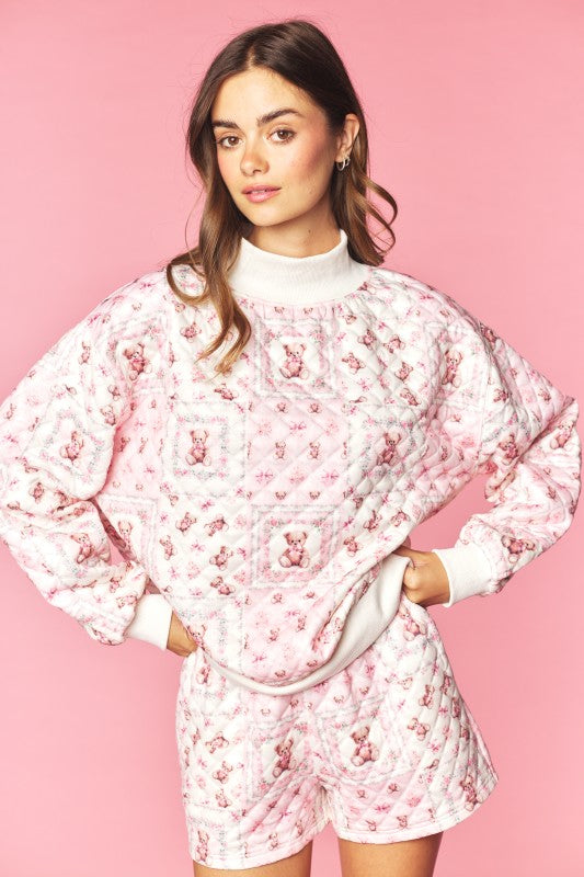 Blush Teddy Quilted Set