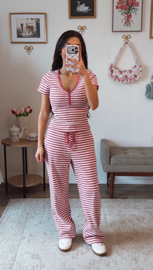 Raspberry Stripe Lounge Set