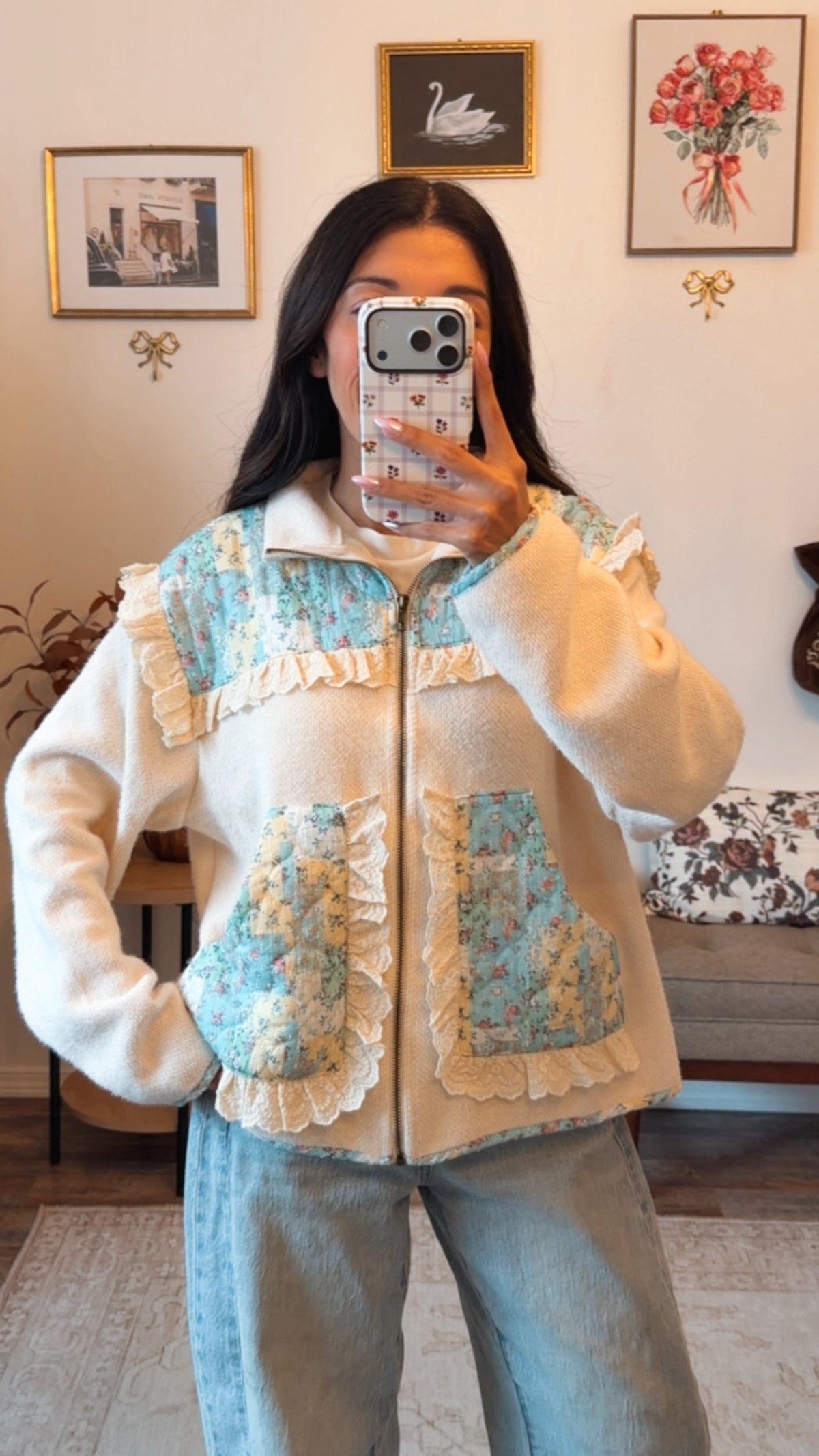 Dear September Ruffle Zip Jacket - Soft fleece/ Patchwork