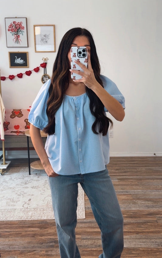 Blue Skies Gingham Top