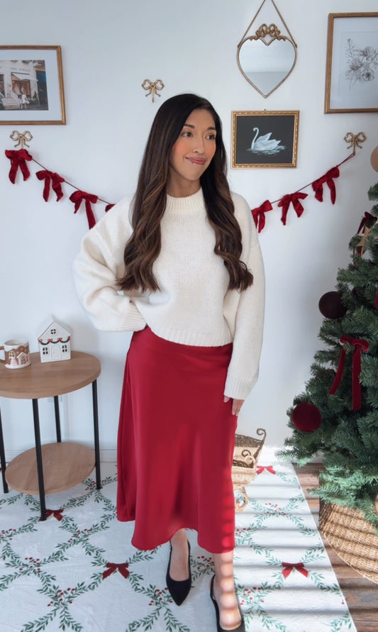 Crimson Rose Midi Skirt