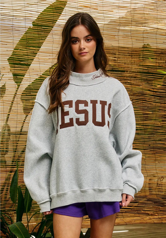 Jesus Mockneck - Heather Grey