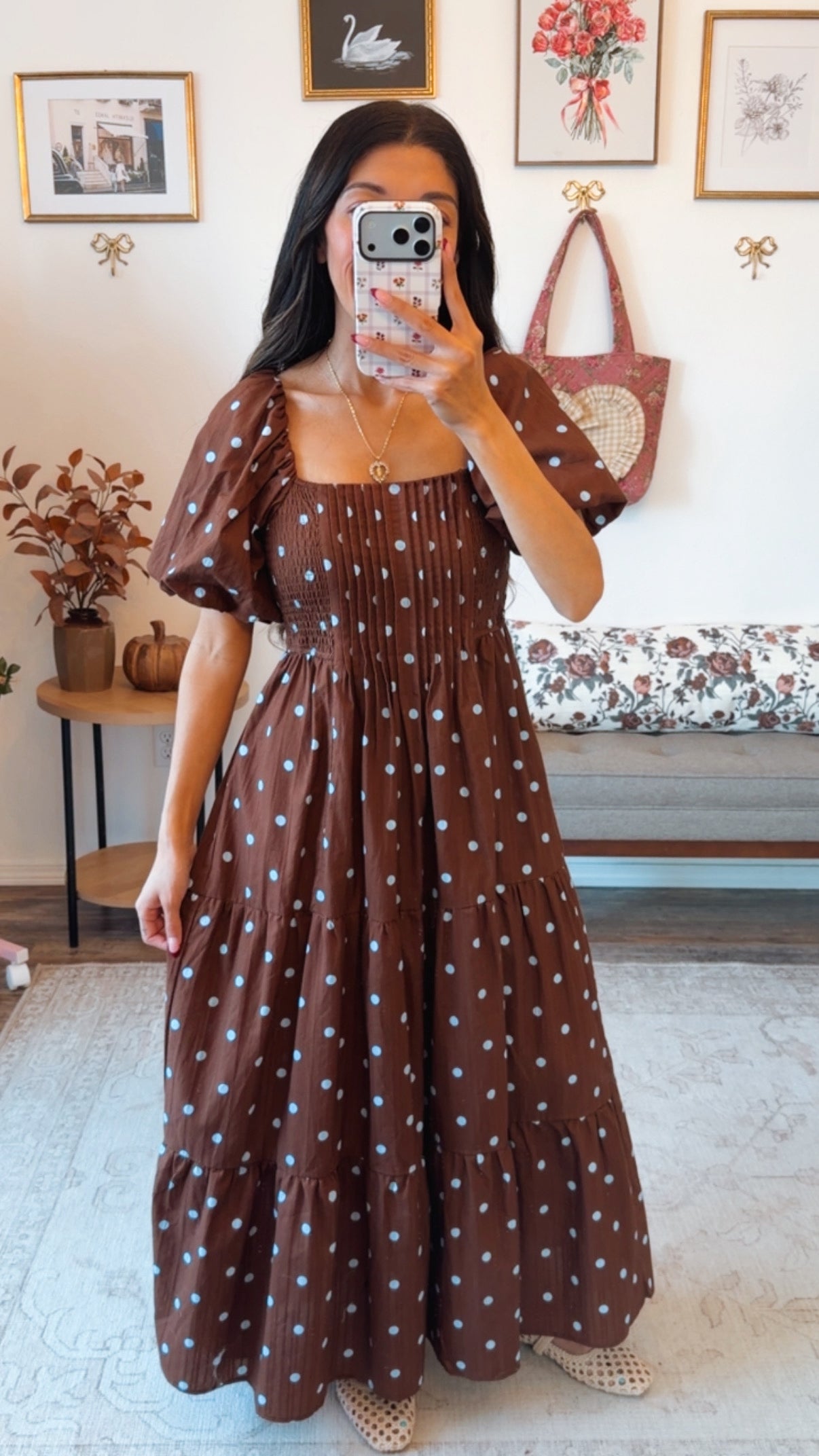 Blueberry Espresso Dot Maxi Dress