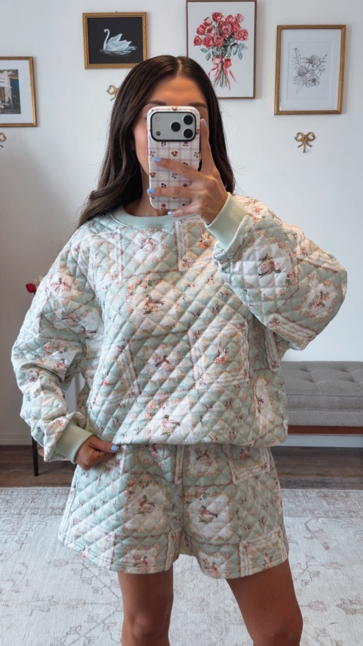 Sage duck quilted duck set