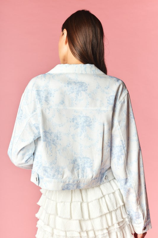 Blue Blooms Toile Denim Jacket