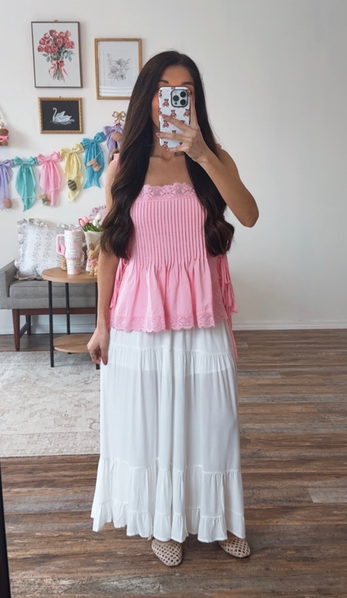 Picnic Lace Tie Top - Pink