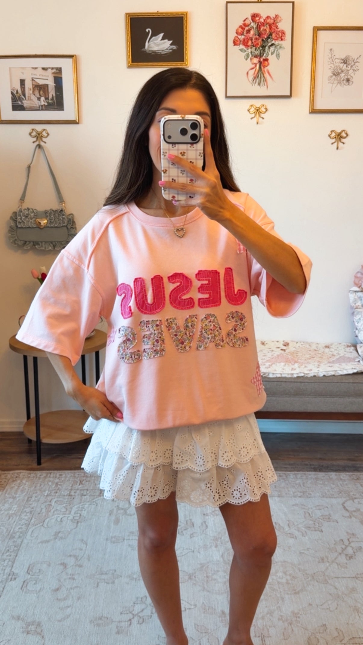 Jesus Saves Pink Top