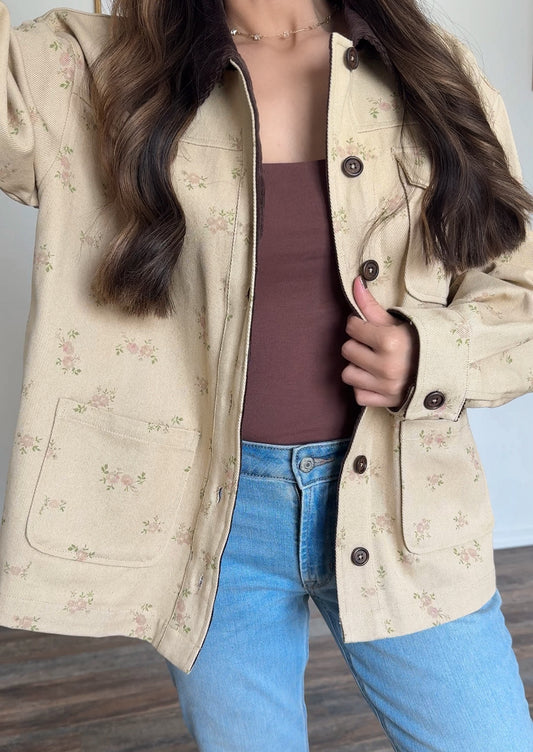 Floral barn jacket - Sandy Beige