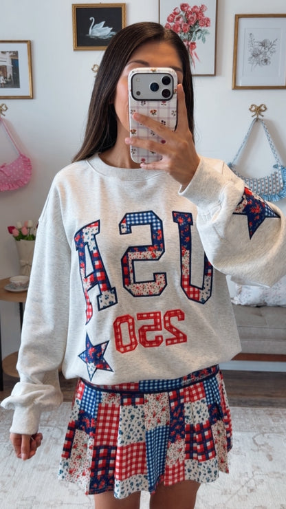 Americana Darling Crewneck - Heather Grey