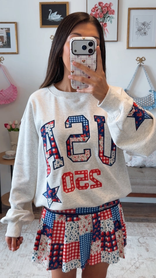 Americana Darling Crewneck - Heather Grey