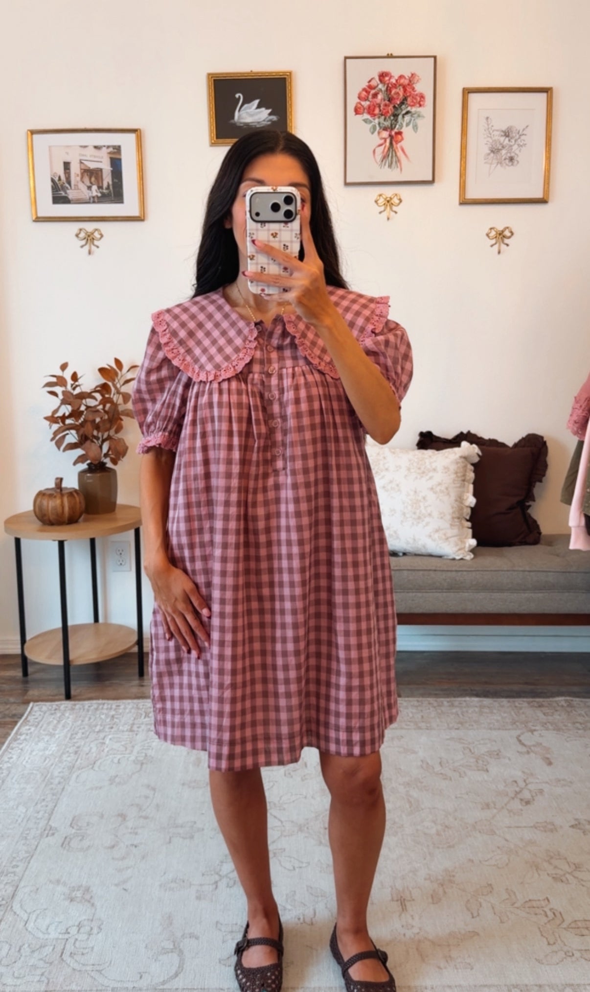 Blush Berry Gingham Mini Dress