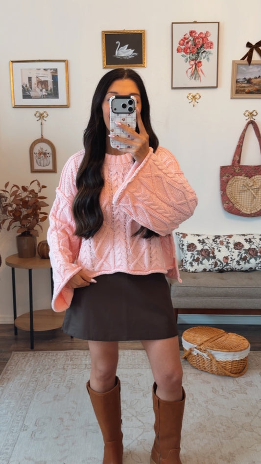 Pink Skies Cable Knit Sweater