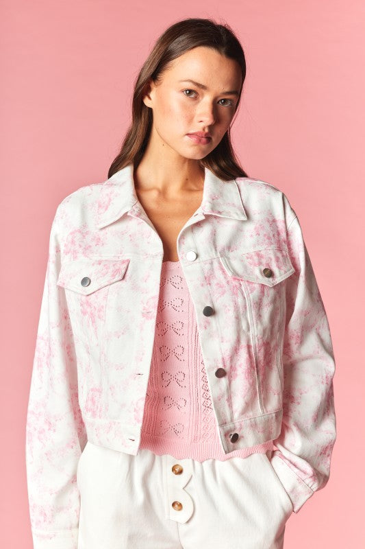 Blush Blooms Toile Denim Jacket