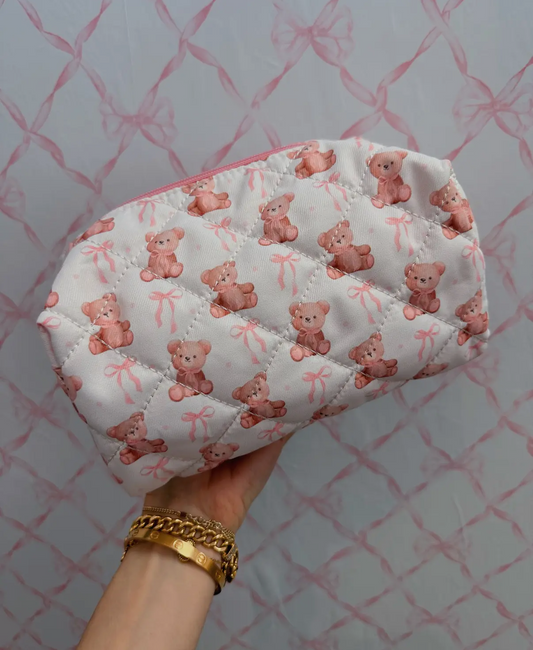 Pink bow & Teddy Cosmetic Bag